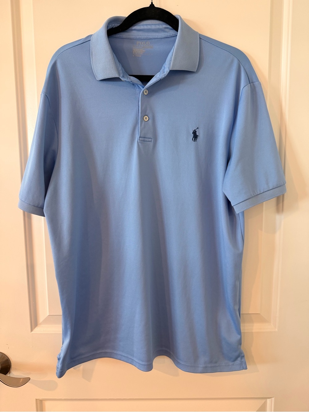 Polo Ralph Lauren Men’s M Light Blue Performance Polo Shirt Black Pony Logo